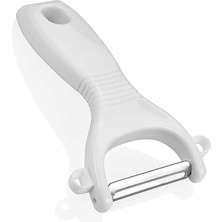 Ergonomik Sebze ve Meyve Soyacağı, Paslanmaz Çelik Döner Bıçaklı, Plastik Saplı, Beyaz, 13X6X2 cm