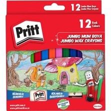 12'li Jumbo Üçgen Silinebilir Pastel Boya (Mum Boya) + Silgi ve Kalemtıraş Hediyeli