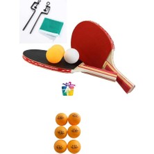 Tenis Seti Pinpon Seti 2 Raket 3 Top File Takma Aparatları+ 6 Adet Pinpon Maç Topu