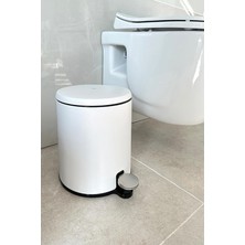 Cigo Pedallı Çöp Kovası 6lt Mat Beyaz Iç Kısım Siyah