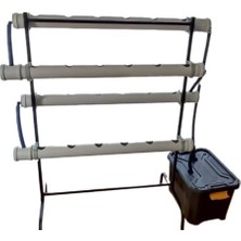 24’lü Dikey Hidroponik Sistem Topraksız Tarım Kulesi Balkon ve Teras Için Marul, Yeşillik, Sebze Yetiştirme Seti