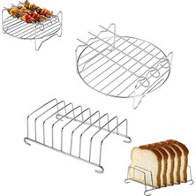 Airfryer Izgara Teli, Universal Boyutta, Çelik Tel, Izgara Şiş ve Ekmek Kızartma Rafı Seti