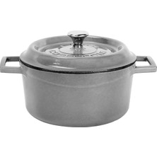 Metal Premium Serisi - Döküm Yuvarlak Tencere, 20 Cm, Majolik Gri