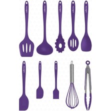 Salvatore 10 Parça Mor Isıya Dayanıklı Yanmaz Yapışmaz Silikon Spatula Seti - VLT1156