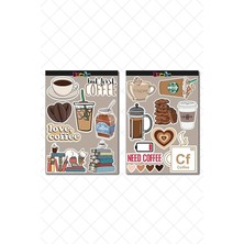 Major Selection Kahve Temalı Sticker Etiket Seti - Coffee Sticker - Laptop Notebook Telefon