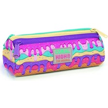 High Pembe Dondurma Üç Bölmeli Kalem Çantası - Kız Çocuk