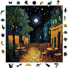 - Ahşap Puzzle Yetişkinler Için - Van Gogh Kafe Terasta Gece Reprodüksiyonu Benzersiz Parçalı Yapboz - 353 Parça - Yapıştırıcı Folyo - 29X29 cm - S1-32