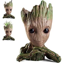 Koruyucuları Baby Groot Figür Elleri Çenesinde Saksı Kalemlik Pla Büyük 15 cm