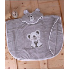 %100 Pamuk Yuvarlak Koala Çocuk Banyo&plaj Panço Havlu Gri Tek Ebat
