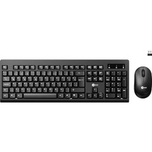 KW210 Kablosuz Türkçe Q Klavye & Mouse Set - Qwerty Dizilim, 1000DPI Optik Fare, Win/mac Uyumlu, Sıvı Dökülmesine Dayanıklı, Tam Boyutlu Siyah
