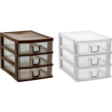 3 Gözlü Plastik Çekmeceli Takı Bileklik Evrak Organizer - AL3703 (Beyaz)