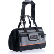 Geniş Ağızlı Ağır Hizmet Bez Alet Takım Çantası, Gri/siyah.