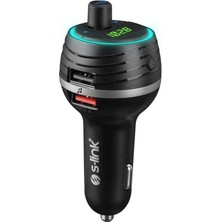 SL-BT403 Rainbow Bluetooth V5.0 LED Ekran Tf Kart 64G(MAX) Çift USB QC3.0+5V/2.4A Hızlı Şarjlı Fm Transmitter
