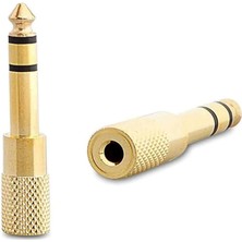 Kablo Jak Dönüştürücü - Jack Çevirici Erkek 6.5mm - Dişi 3.5mm Siyah Jack Fiş Jack Çevirici Stereo