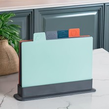 1163 Antrasit Asia 4'lü Kesme Tahtası Sebze, Et ve Ekmek Kesme Tahta Seti