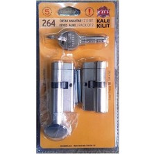 Kilit 264 Ortak Anahtarlı Tuzaklı 2'li Set (Ktbs + Ktbsm) Kilit Göbeği, Tuzaklı Silindir 2'li Set, Barel (68 Mm, Nikel)