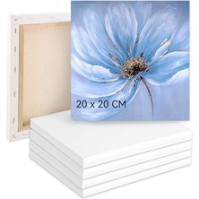 Boyama Için Tuval 5'li Set, Tuval 20 x 20 Cm, Tuval %100 Pamuk, Boyama Tuvali, Tuval Çerçevesi, Akrilik, Sulu Boya, Yağlı Boya Vb. Için Tuval Seti