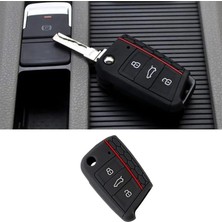 Taigo ile Uyumlu Siyah Kırmızı Çizgili Silikon Anahtar Kabı Kılıfı