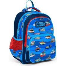 High Lacivert Mavi Gemiler Ilkokul Okul Sırt Çantası - Erkek Çocuk