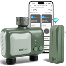 Bahçe Için 2 Çıkışlı Akıllı Yağmurlama Zamanlayıcı, Wıfı Hublı Hortum Sulama Zamanlayıcısı, Kablosuz Uzaktan App Kontrolü Sulama Sistemi, Bahçe Çim Sulama Için Su Akış Ölçer