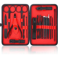 Manicure 18 Parça Manikür Pedikür Seti (Siyah-Kırmızı)