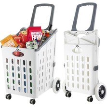 Katlanır, 4 Tekerlekli, Market Alışveriş Arabası, Büyük Kapasiteli, 75 Litre Hacim,