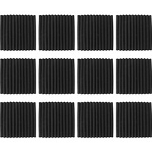 12 Adet Kendinden Yapışkanlı Akustik Plaka, Ses Geçirmez Köpük Plakalar, Ev Için Yüksek Yoğunluklu Ses Yalıtım Duvar Plakaları (Siyah)