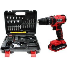 Bn-5 F-136 Stanlıy Kırmızı 24W Professıonal Şarjlı Darbeli Matkap Seti Çantalı (5122)