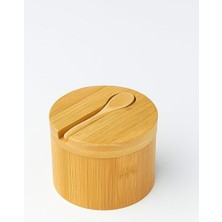 Kapaklı Kaşıklı Ahşap Baharatlık Doğal Ahşap Baharat Kabı Kaşık ve Kapaklı Tasarım Mutfak Tezgahı Için Şık Pratik Tuz Şeker Saklama Kutusu Baharat Organizer