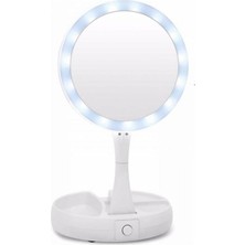 LED Işıklı 10X Katlanabilir Çift Taraflı USB Makyaj Aynası
