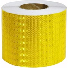 Pazar Reflektif Fosfor Bant Petekli Sarı Şerit Bant 10 cm x 10 Metre