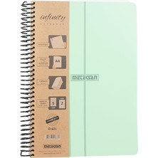 Infinity Pastel Serisi, A4, 7 Konulu (5 Kareli, 2 Çizgili) 210 Yaprak Pp Kapaklı Spiralli Defter, Yeşil