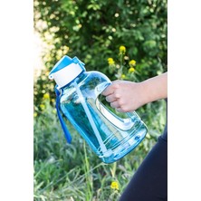 161643-003 Bpa Free Kulplu Pipetli Motivasyon Sporcu Su Matarası Suluk Gym Matara 2,5lt Su Şişesi