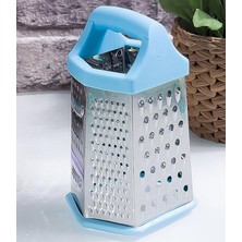 6 Yüzeyli Mutfak Rendesi, Tutacaklı, Altıgen (Mavi)