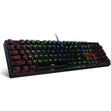 K582-US Surara Rgb LED Arkadan Aydınlatmalı Qwerty Mekanik Oyun Klavyesi, 104 Tuşlu, Abd Düzeni (Kırmızı Şalter – Abd Düzeni)