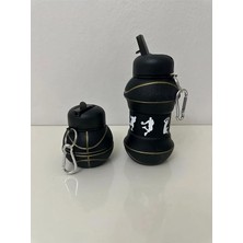 Home Çocuklar Için Katlanabilir Içecek Şişesi, Bulaşık Makinesinde Yıkanabilir Spor Şişesi, Okul ve Spor Için, Katlanabilir Matara, Sızdırmaz Matara (Siyahbasket)