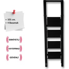 Endokon Tutma Kollu Şık Alüminyum Merdiven 4 Basamaklı - Geniş Basamak, Kalın Profil