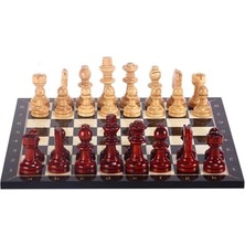 Ahşap Satranç Takımı/seti; Orta, El Yapımı, Şimşir,ceviz Desenli, Satranç Tahtası