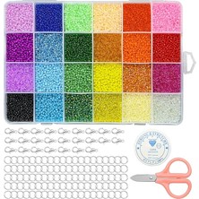 24000 Adet Cam Tohum Boncuk, Küçük Midilli Boncuklar, Çeşitli Kit Renkleri, Tohum Boncukları, Makaslı, Istakoz, Klipsler, Takı Yapımı Için Dize Kordonu, Kendin Yap Bilezik Kolyeler