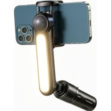 Akıllı Telefonlar Için Gimbal Stabilizator Kendinden Işıklı Ultra Hafif 360 Derece Dönebilen Başlık Android ve iPhone Katlanabilir Video Kaydı Için Sabitleyici L09