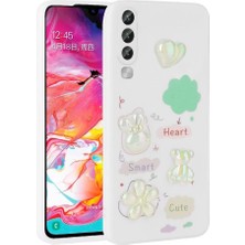 Samsung Galaxy A50 ile Uyumlu Kılıf Beyaz Tan Silikon Kapak (Samsung Galaxy A50 ile Uyumlu, Beyaz)