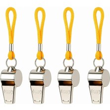 Paslanmaz Metal Deprem Düdüğü Sarı Ipli Acil Durum Hakem ve Can Kurtaran Düdüğü 4 Adet