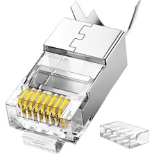 Cat7 10 Gigabit Metal RJ45 Ethernet Konnektörü Altın Kaplama Korumalı 25 Adet