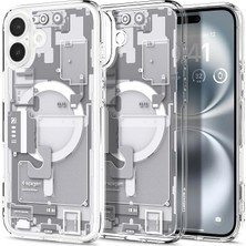 iPhone 16 ile Uyumlu Ince Magsafe Kılıf Ultra Hybrid Sararma Karşıtı Duraclear Hava Kanalı Teknolojisi Askeri Sınıf Koruma Magfit Zero One White Tasarım Kapak - ACS08209