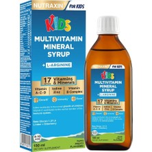 Kids Multivitamin Mineral Şurup 150 ml – 17 Vitamin ve Mineral, L-Arjinin, Kara Mürver, Beta Glukan, Çocuklar Için Bağışıklık ve Gelişim Desteği