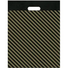 Tiri Store Takviyeli El Geçme Siyah Çizgili Mağaza Poşeti 4 No 40X50 cm 50 Adet, Siyah Çizgili