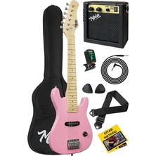 CEG-30PK 4-6 Yaş Çocuklar Için Amfili Full 1/4 30 Inç Elektro Gitar Seti Pembe