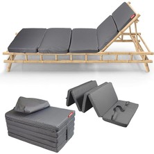 Katlanır Şezlong Minderi Fermuarlı Çantalı Cepli Foldpack 30X60 cm (Antrasit, 30X60X25 Cm)