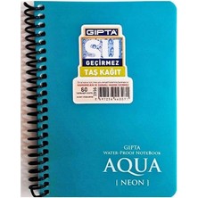 Aqua Neon Kareli 80 Yaprak Taş Kağıt Spiralli Pp Kapak Defter