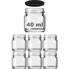 40 ml Farklı Boyutlarda Kavanoz 40 cc Konserve Metal Kapaklı Cam Kavanoz 6 Adet (Şeffaf, 40 Cc)